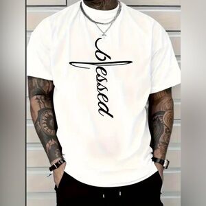 Graphic T-Shirt White “Blessed” Men’s Large NWT